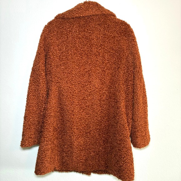 Sam Edelman Anthropologie Teddy Bear Coat Burnt Orange Cozy Sherpa Womens Large - Picture 3 of 9